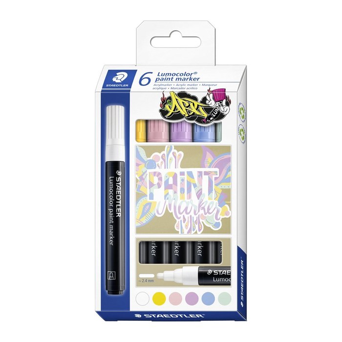 STAEDTLER Acrylmarker Lumocolor 6er-Set pastellfarbig
