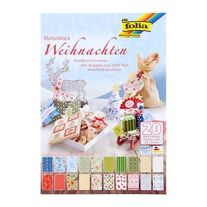 folia Motivblock Weihnachten farbsortiert 270 g/qm 1 Block