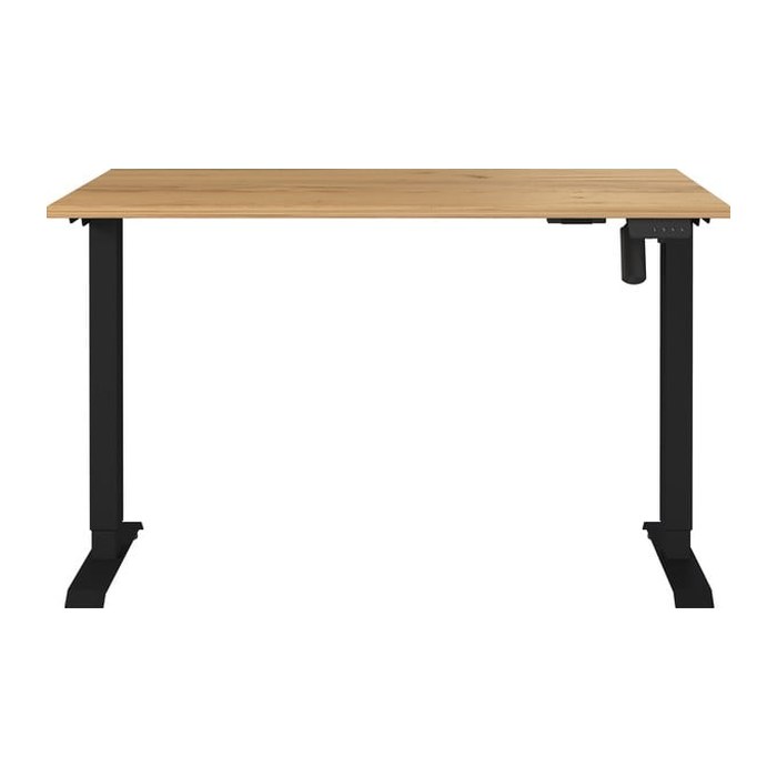 GERMANIA Boras höhenverstellbarer Schreibtisch navarra-eiche rechteckig, T-Fuß-Gestell schwarz 120,0 x 80,0 cm