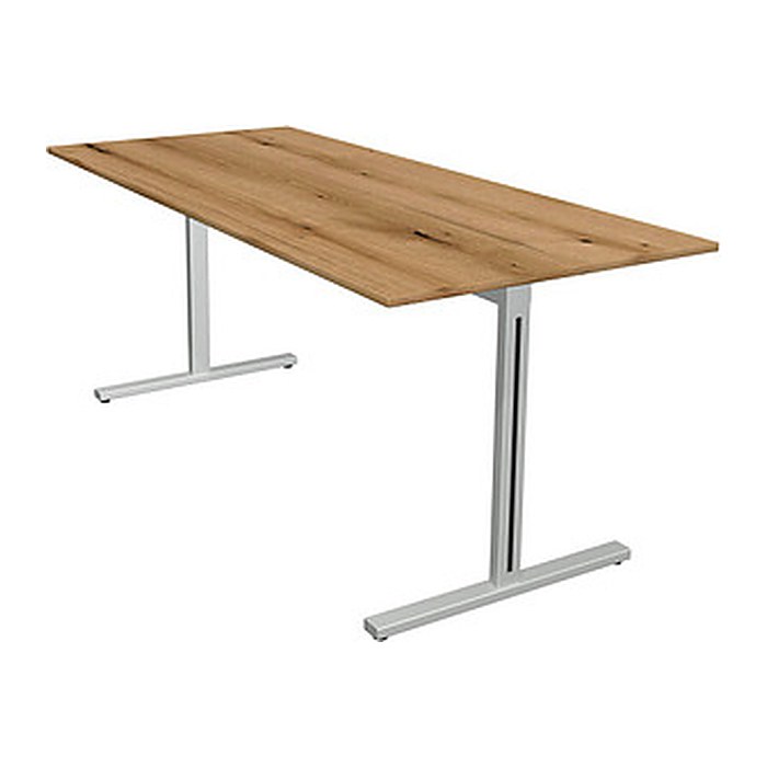 Kerkmann Form 1 Schreibtisch eiche rechteckig, T-Fuß-Gestell silber 180,0 x 80,0 cm