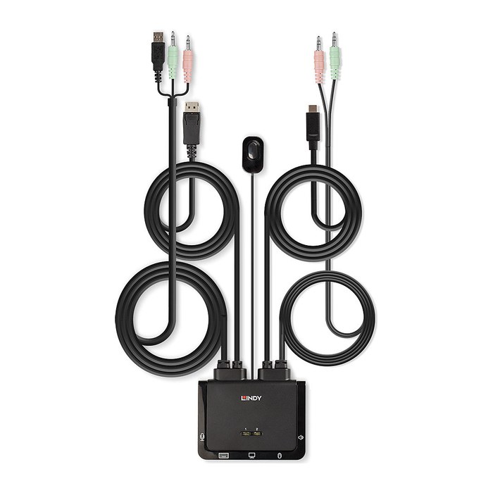 LINDY 2 Port DisplayPort 1.2, USB-C Cable KVM Switch