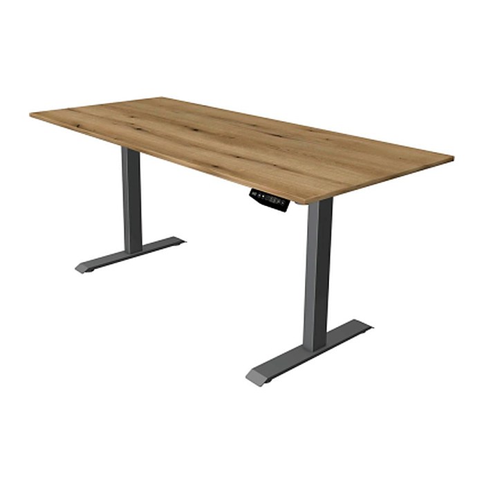 Kerkmann Move 1 elektrisch höhenverstellbarer Schreibtisch eiche rechteckig, T-Fuß-Gestell grau 180,0 x 80,0 cm