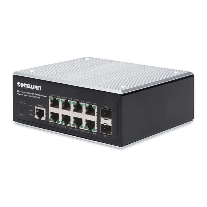 INTELLINET 8-Port Gb PoE+ Web-Managed Industrie-Switch 2xSFP