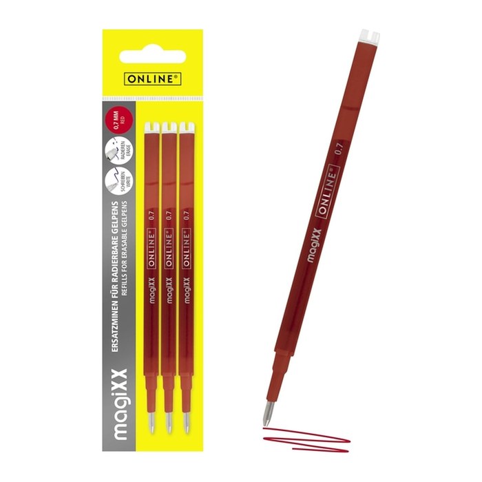 ONLINE® magiXX Gelschreiberminen rot 0,7 mm 3 St.