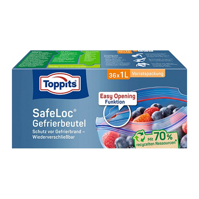 Toppits Gefrierbeutel SafeLoc 1,0 l, 36 St.