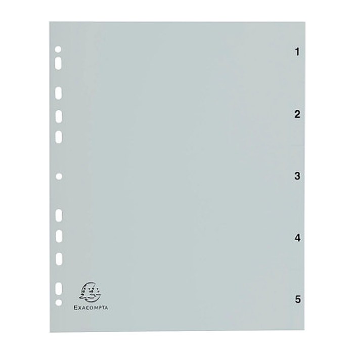 Exacompta Ordnerregister DIN A4 Vollformat 1-5 grau 5-teilig, 1 Satz