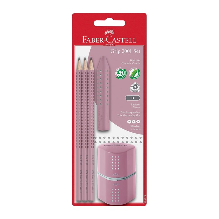 FABER-CASTELL GRIP 2001 Bleistift-Set B rose shadow, 1 Set