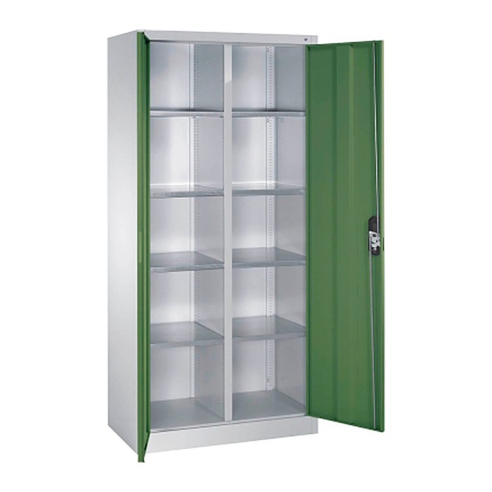 CP Stahlschrank 8921-311 S10197 lichtgrau, rededagrün 4 Fachböden 93,0 x 50,0 x 195,0 cm, aufgebaut, 1 St.
