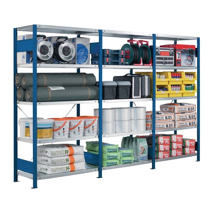 SCHULTE Schwerlastregal MULTIplus 250 12951 silber 100,0 x 50,0 x 250,0 cm
