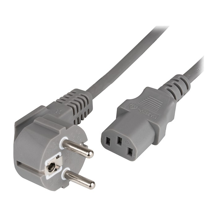 EFB Netzkabel Schutzkontakt 90°-C13 180°,grau,5.0m,3x1.00m