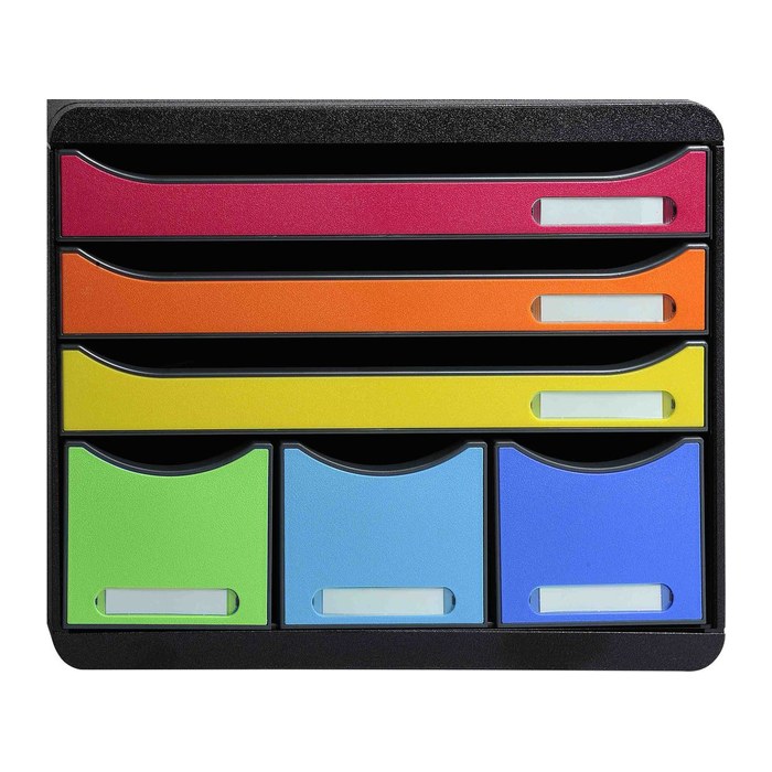 Exacompta Schubladenbox STORE-BOX rot, orange, gelb, grün, hellblau, violett 306798D, DIN A4 quer mit 6 Schubladen, 1 St.