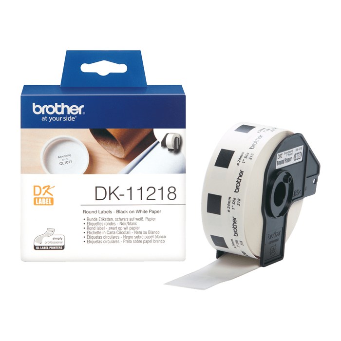brother Etikettenrolle für Etikettendrucker DK11218 weiß, Ø 24,0 mm, 1 x 1.000 Etiketten