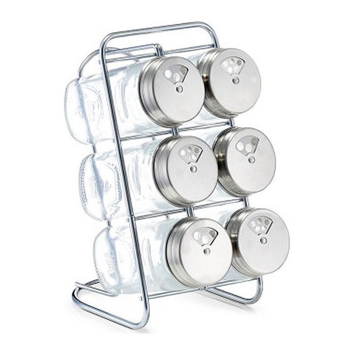 Zeller Gewürzregal transparent, silber, 7-tlg., 1 Set