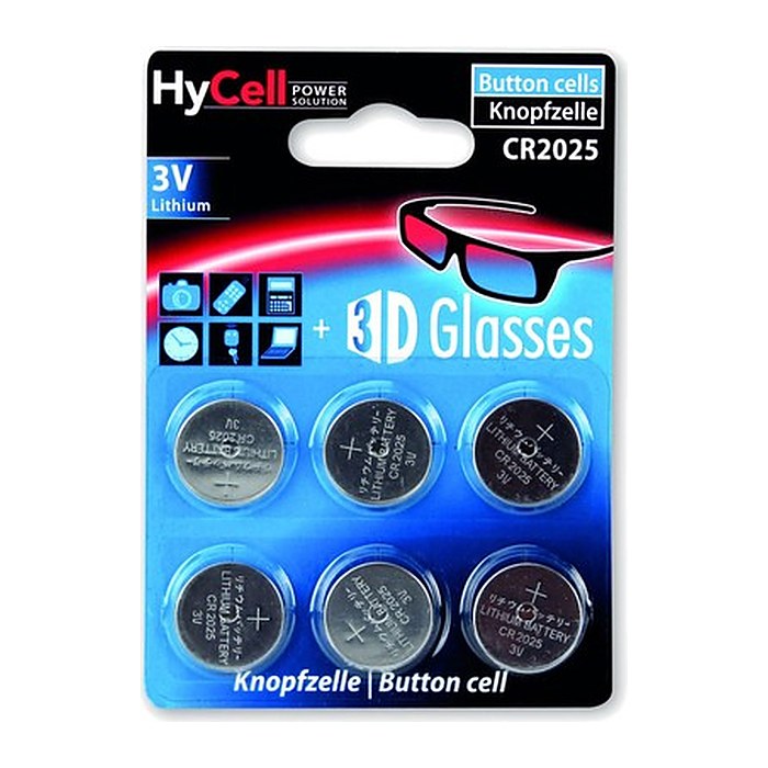 HyCell Knopfzellen CR2025 Lithium 3,0 V, 6 St.