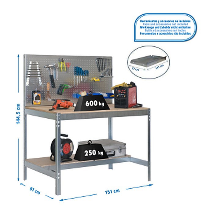 Simonrack Werkbank SIMONWORK BT2 silber 151,0 x 61,0 x 144,5 cm