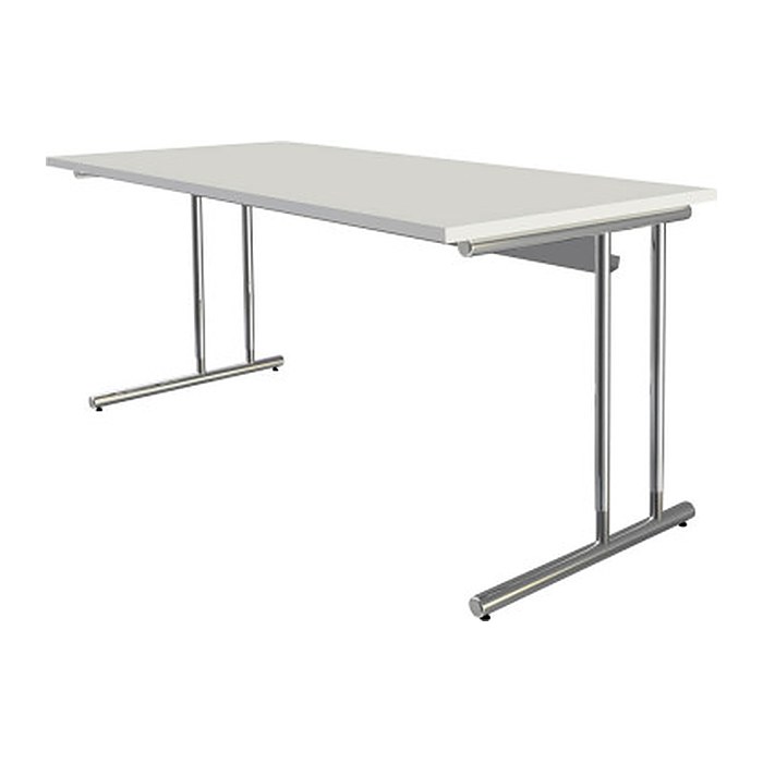Kerkmann Schreibtisch weiß rechteckig, C-Fuß-Gestell chrom 160,0 x 80,0 cm