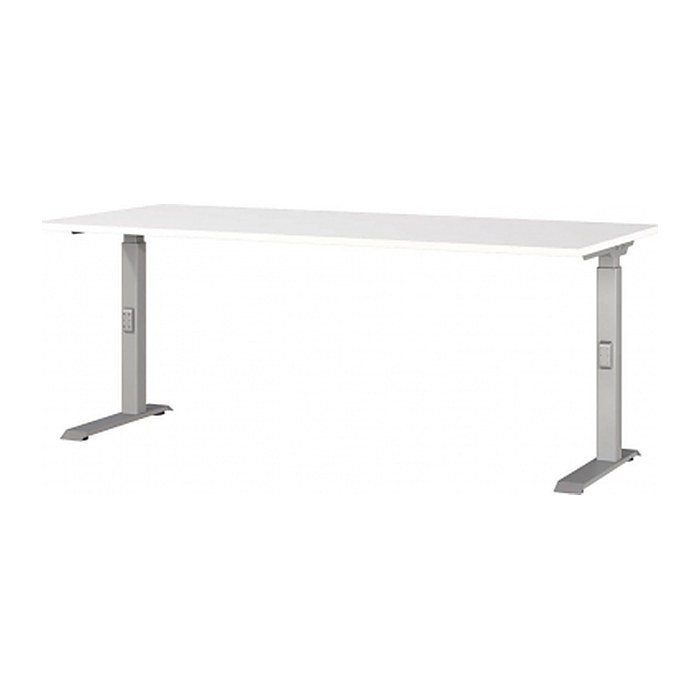 GERMANIA DOWNEY höhenverstellbarer Schreibtisch weiß rechteckig, C-Fuß-Gestell silber 180,0 x 80,0 cm
