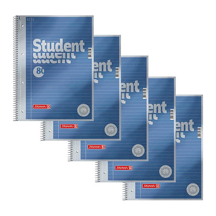 BRUNNEN Collegeblöcke Student Premium liniert DIN A4 Innenrand, 5 Blöcke