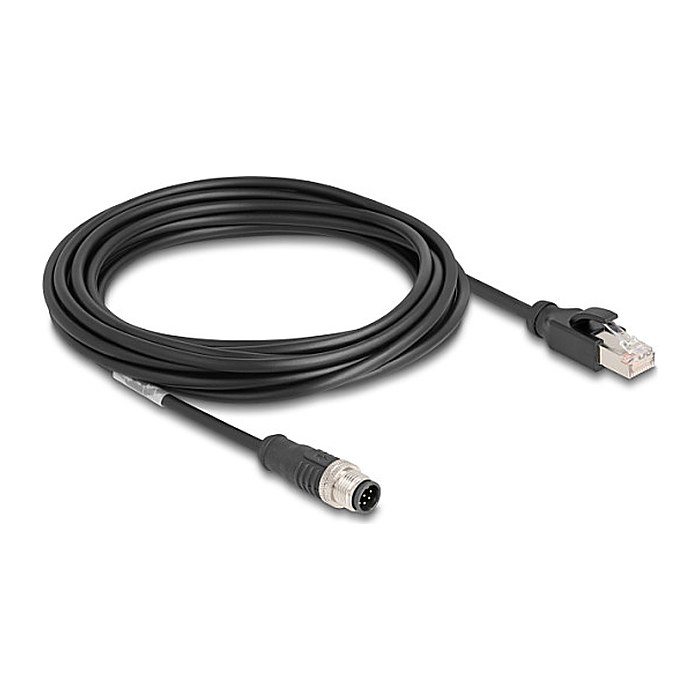 DELOCK M12 Kabel A-kodiert 8 Pin St. zu RJ45 St. PVC 5 m