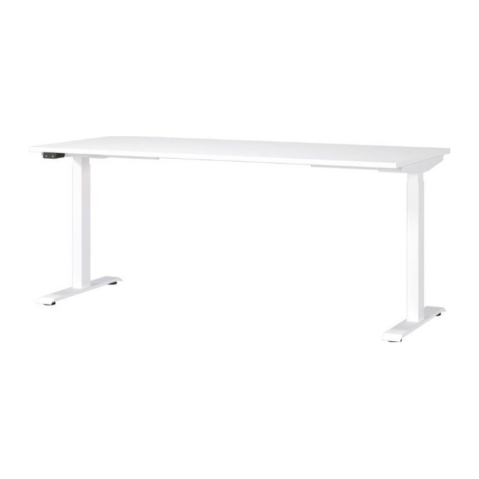 GERMANIA JET höhenverstellbarer Schreibtisch weiß rechteckig, T-Fuß-Gestell weiß 180,0 x 80,0 cm