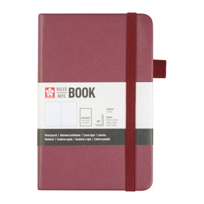 Sakura Notizbuch ca. DIN A7 liniert, maulbeere Hardcover 160 Seiten, 1 St.