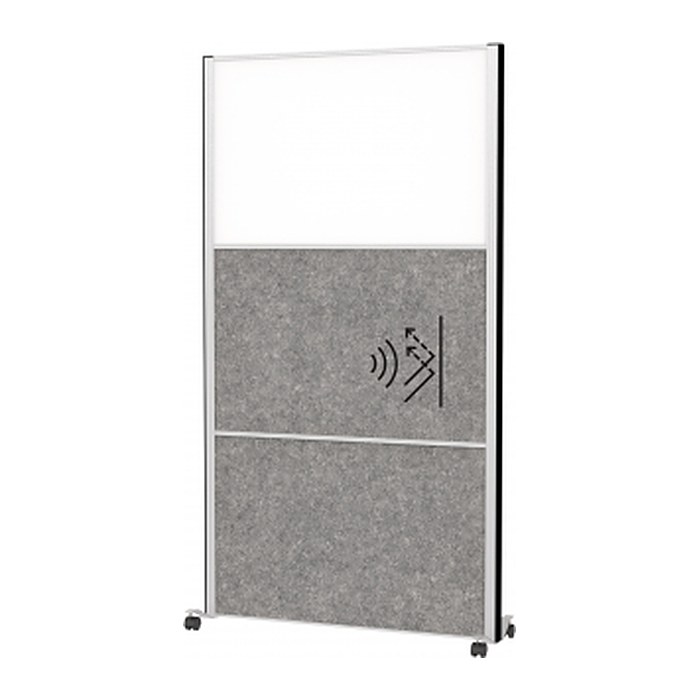 MAUL Akustik-Trennwand MAULconnecto 9603195, dunkelgrau, weiß 100,0 x 182,0 cm mit Rollen, 1 St.