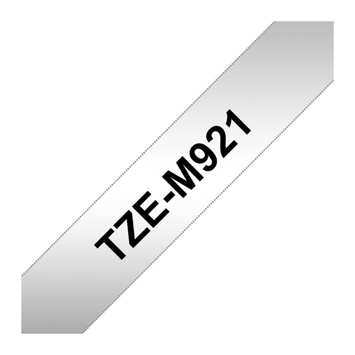 brother Schriftband TZe-M921 TZEM921, 9 mm, schwarz auf silber, 1 St.
