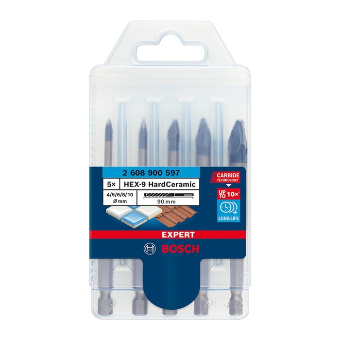 BOSCH Bohrer-Set EXPERT HEX-9 HardCeramic, 5-teilig