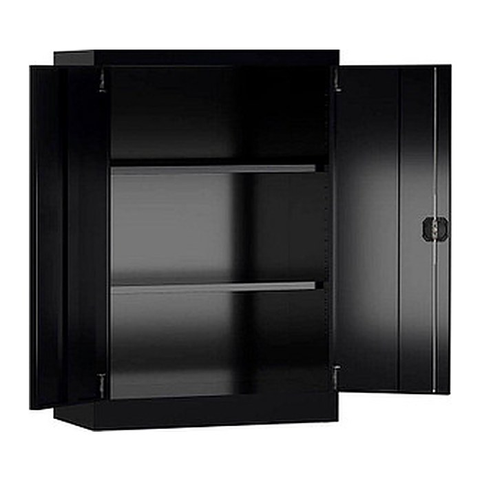 ClassiX Stahlschrank X-530329 tiefschwarz 2 Fachböden 92,0 x 42,0 x 120,0 cm, aufgebaut, 1 St.