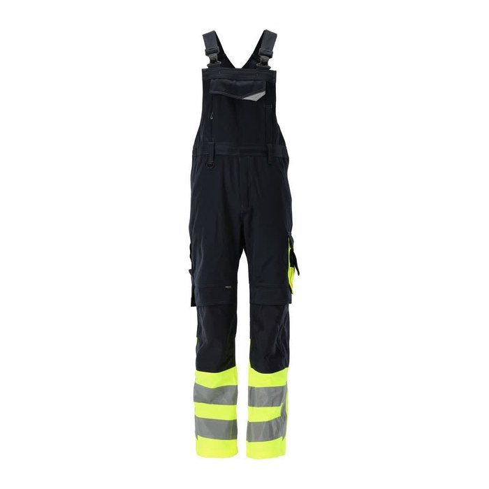 MASCOT® unisex Warnschutz-Latzhose Sunderland schwarzblau, gelb Größe 58