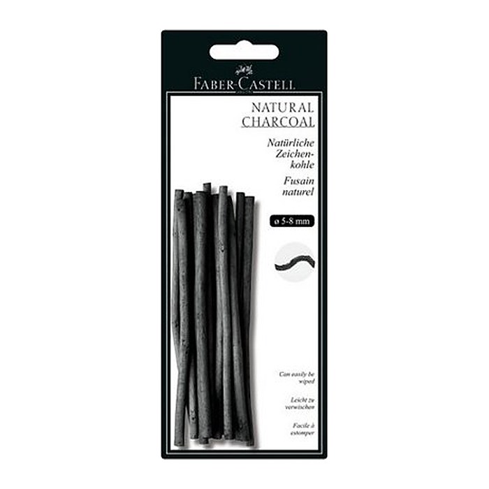 FABER-CASTELL Natural Charcoal Zeichenkohle schwarz, 12 St.