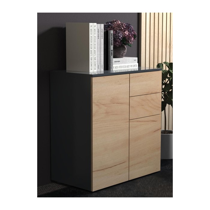 VCM my home Kommode Dalosa, 918339 anthrazit, eiche 70,2 x 39,0 x 76,5 cm, 1 St.