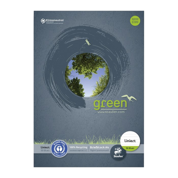 Staufen® Briefblock green DIN A4 liniert Lineatur 21, 1 Block