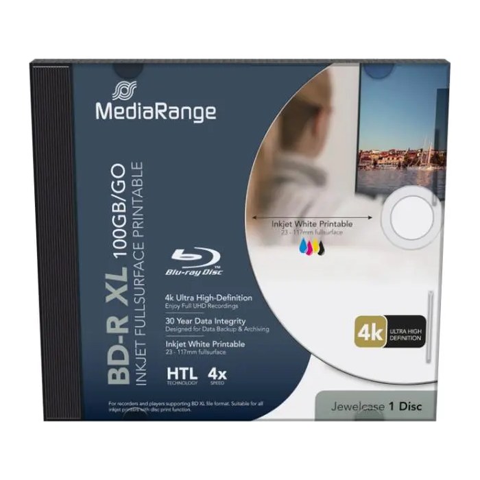 MediaRange BD-R XL 100GB 4x bedruckbar Disc im Jewelcase