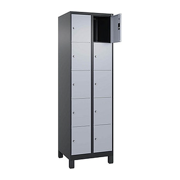 CP Schließfachschrank Classic Plus schwarzgrau, weißaluminium 080010-205 S10045, 10 Schließfächer 60,0 x 50,0 x 195,0 cm