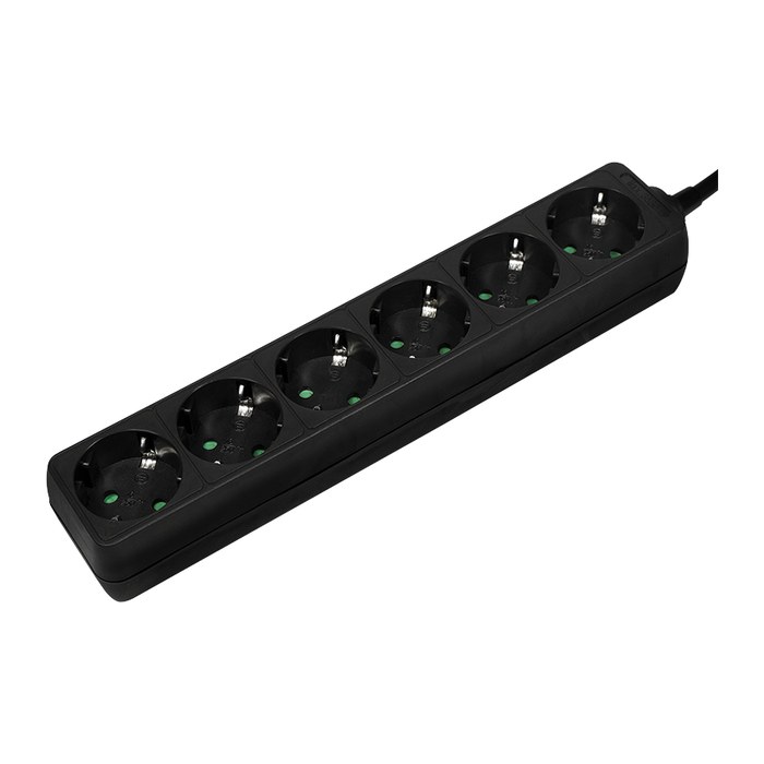 Logilink Steckdosenleiste 6-fach mit Schutzkontakt , schw.
