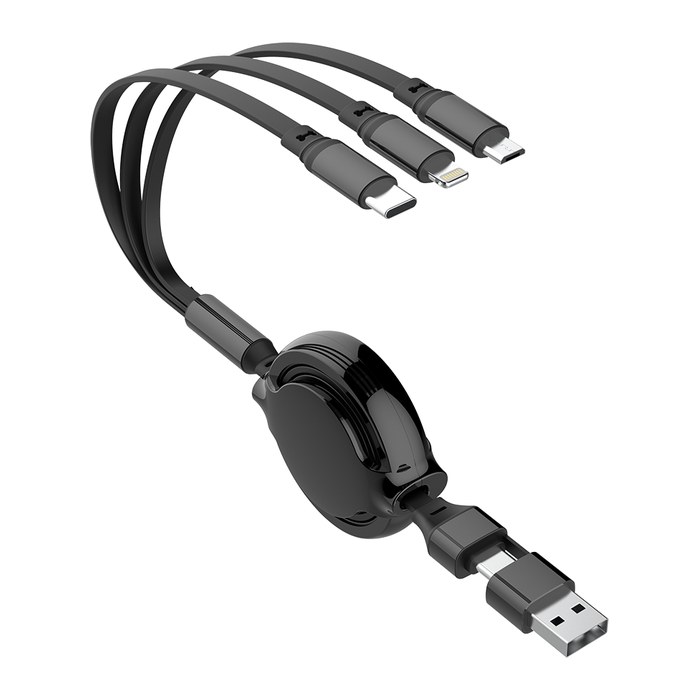 2GO USB/USB-C 5in1 Ladekabel Micro-USB/Lightn/USB-C 100cm sw
