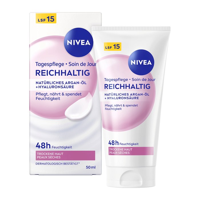 NIVEA 48h FEUCHTIGKEIT LSF 15 REICHHALTIGE Gesichtscreme 50,0 ml