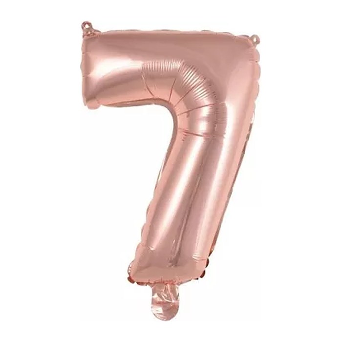 amscan® Folienballon Mini, Zahl 7 rosé, 1 St.