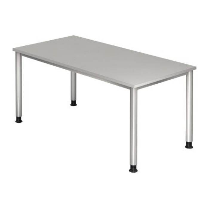 HAMMERBACHER HS16 höhenverstellbarer Schreibtisch lichtgrau rechteckig, 4-Fuß-Gestell silber 160,0 x 80,0 cm