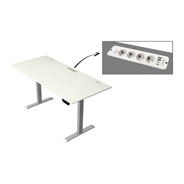 Kerkmann Move 1 plus elektrisch höhenverstellbarer Schreibtisch weiß rechteckig, T-Fuß-Gestell grau 180,0 x 80,0 cm