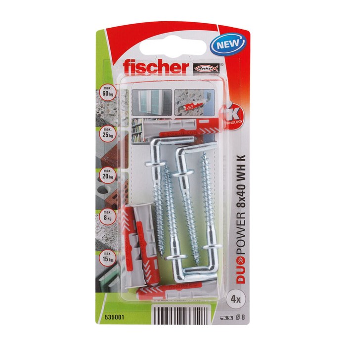 fischer DuoPower 8x40 WH 2K 535001 Dübel mit Schrauben Ø 8 mm x 40 mm, 4 St.
