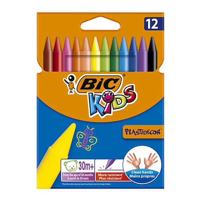 BIC Kids Plastidecor Wachsmalstifte farbsortiert, 12 St.
