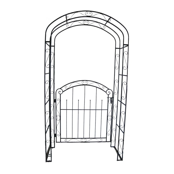 Garden Pleasure Rankbogen mit Tor MAYON Metall braun Bogen 115,0 x 43,0 x 215,0 cm, 1 St.