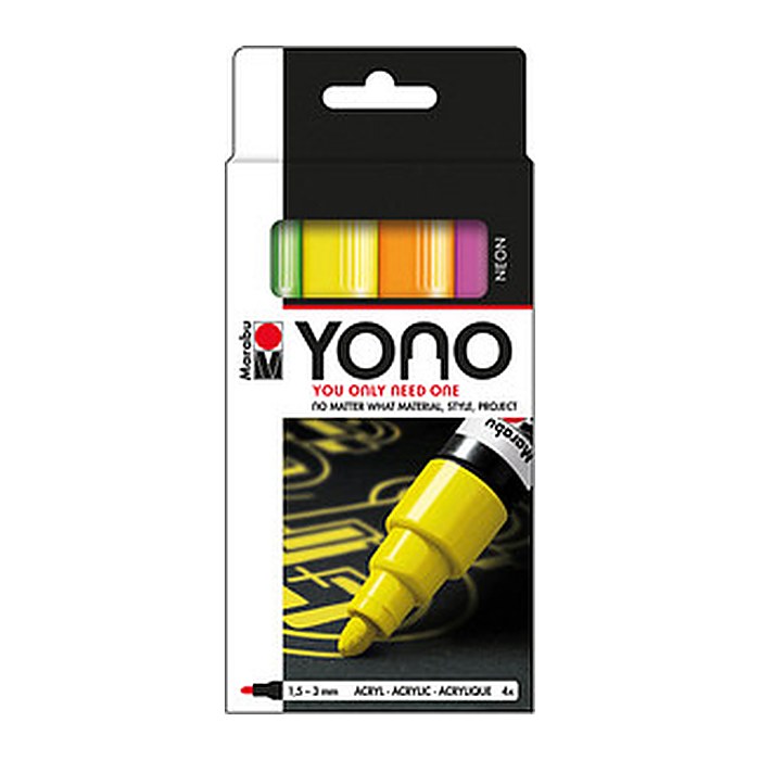 Marabu YONO NEON Acrylstifte-Set farbsortiert 1,5 - 3,0 mm, 4 St.