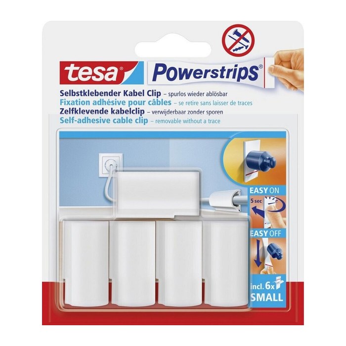 tesa Kabelclips Powerstrips Kabel-Clip weiß 3,6 cm x 2,1 cm, 5 St.