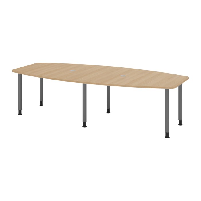 HAMMERBACHER Konferenztisch KT28C eiche Tonnenform, Rundrohr grau, 280,0 x 85,0/130,0 x 72,0 - 74,0 cm