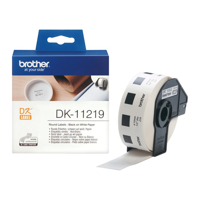 brother Etikettenrolle für Etikettendrucker DK11219 weiß, Ø 12,0 mm, 1 x 1.200 Etiketten