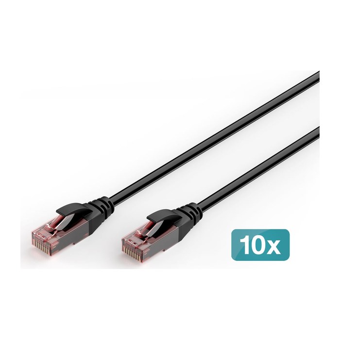 DIGITUS CAT 6 U/UTP Outdoor-Patchkabel, 10 Stück, 3m, schw.