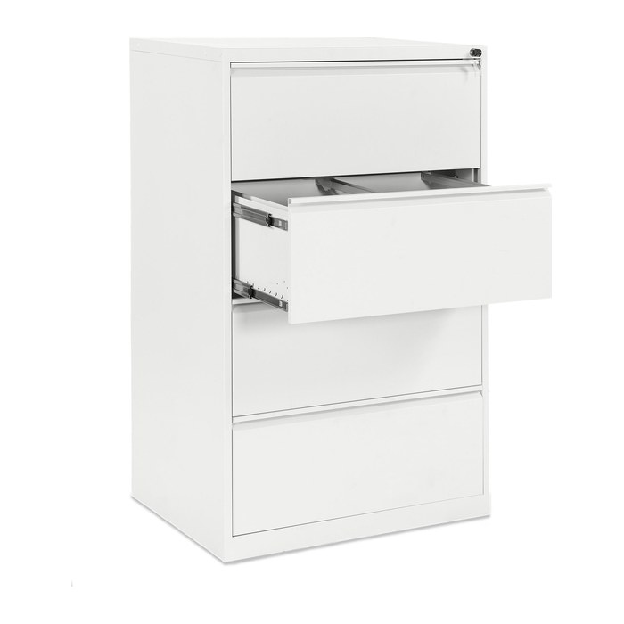 Stahl-Hängeregisterschrank (4 Schübe) – Doppelbahnig in Signalweiß